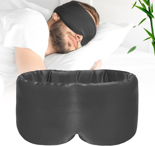 100% Handmade Bamboo Sleeping Eye Mask for Women for Men,Night Masks,Organic Sleep Mask,Blockout Eye Mask for Sleeping,Large Size Adjustable (1 PC, Dark Grey)-Velvo Beauty