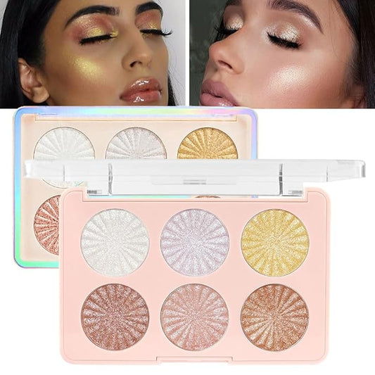 6 Colors Face Highlighter Makeup Palette iluminadores de maquillaje profesional luminizers Cheek Diamond Shimmer Stick Glitter Bronzer and Highlighter Palette makeup illuminators highlighters for face-Velvo Beauty