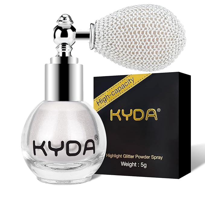 KYDA Highlighter Powder Spray, Glitter High Gloss Spray Shimmer Sparkle Powder Makeup Spray, for Face Body Cosmetic-Pearl White-Velvo Beauty