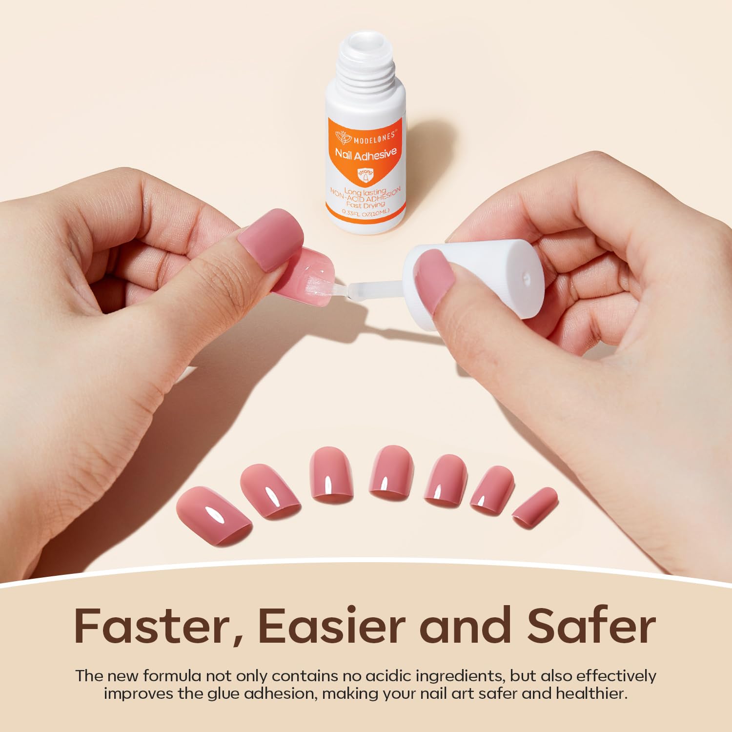 Modelones Nail Glue for Press Ons, Press On Nails and Acrylic Nails, 10 ML Super Strong Long Lasting Gel Nail Glue for Nail Tips, Upgrade Safety Non-Acid Non-Toxic, No need LED Lamp-Velvo Beauty