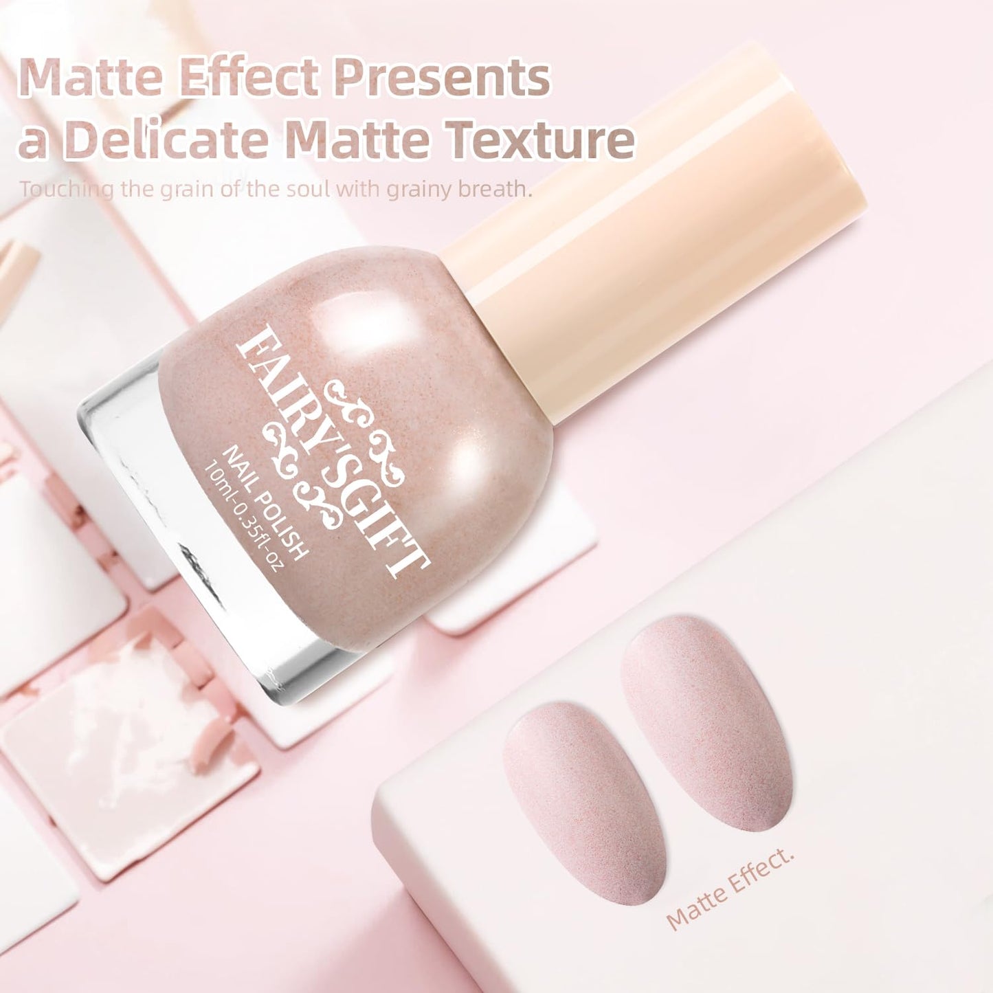 Matte Nail Polish Air Dry Nail Lacquer for Nail Art Varnish, Mist Effect Matte Finish Velvet Nail Polish, 0.35 fl oz (Light Gray-07, 10 ML)-Velvo Beauty