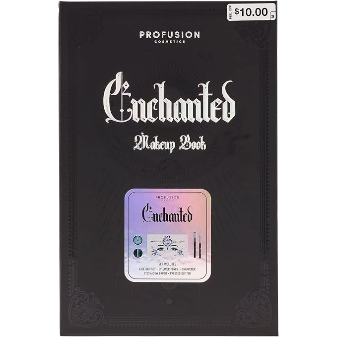 Profusion Cosmetics 5-pc Makeup Look Book, Long Lasting Eye Makeup for Women Eye Brightening Pressed Glitter with Eyeshadow Brush and Black Eyeliner, Easy To Clean and Convenient Makeup Sharpener-Velvo Beauty