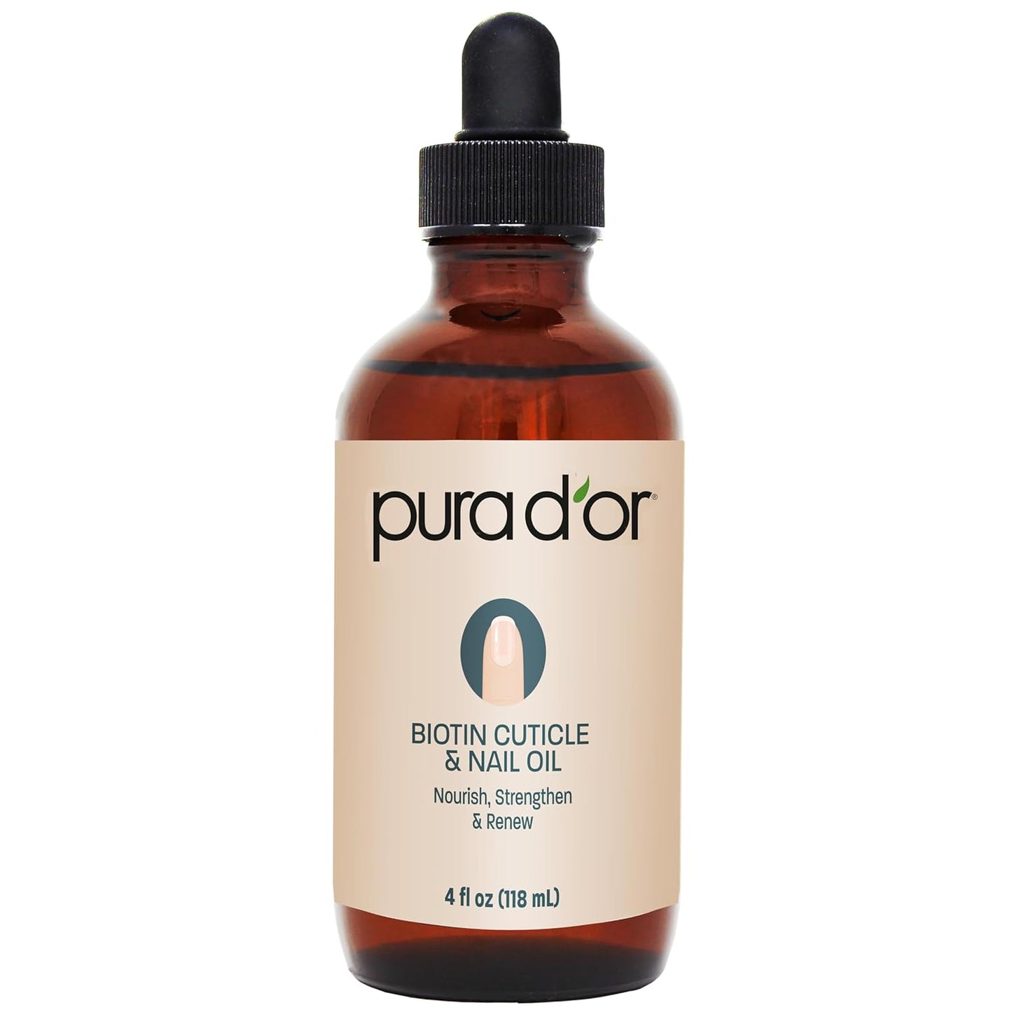 PURA D'OR 4 Oz Nail and Cuticle Oil - Nourishing Treatment with Dropper - Natural Blend Enriched with Biotin, Vitamin E, Milk for Nail Growth, Healthy Nail Beds and Great for Acrylic Nails-Velvo Beauty