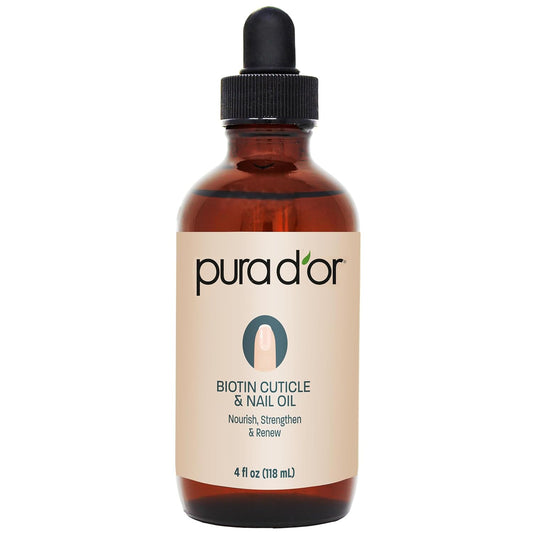 PURA D'OR 4 Oz Nail and Cuticle Oil - Nourishing Treatment with Dropper - Natural Blend Enriched with Biotin, Vitamin E, Milk for Nail Growth, Healthy Nail Beds and Great for Acrylic Nails-Velvo Beauty
