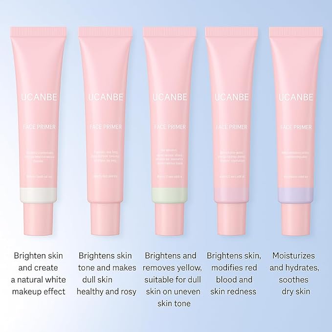UCANBE 5-Color Skin Tone Adjusting Primer Set: Smooth, lightweight face primer - a long-lasting base for face makeup, suitable for all skin types-Velvo Beauty
