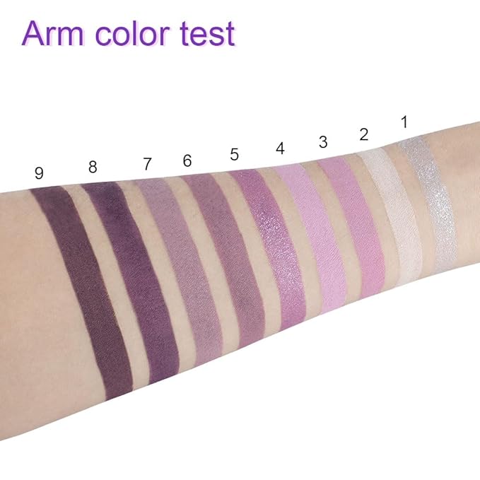 9 Colors Purple Silver White Tan Grape Matte Shimmer Eyeshadow Palette for Eye Makeup,High Pigmented Brown Eye Shadow Primers Powder Palet de sombras de ojos-Velvo Beauty