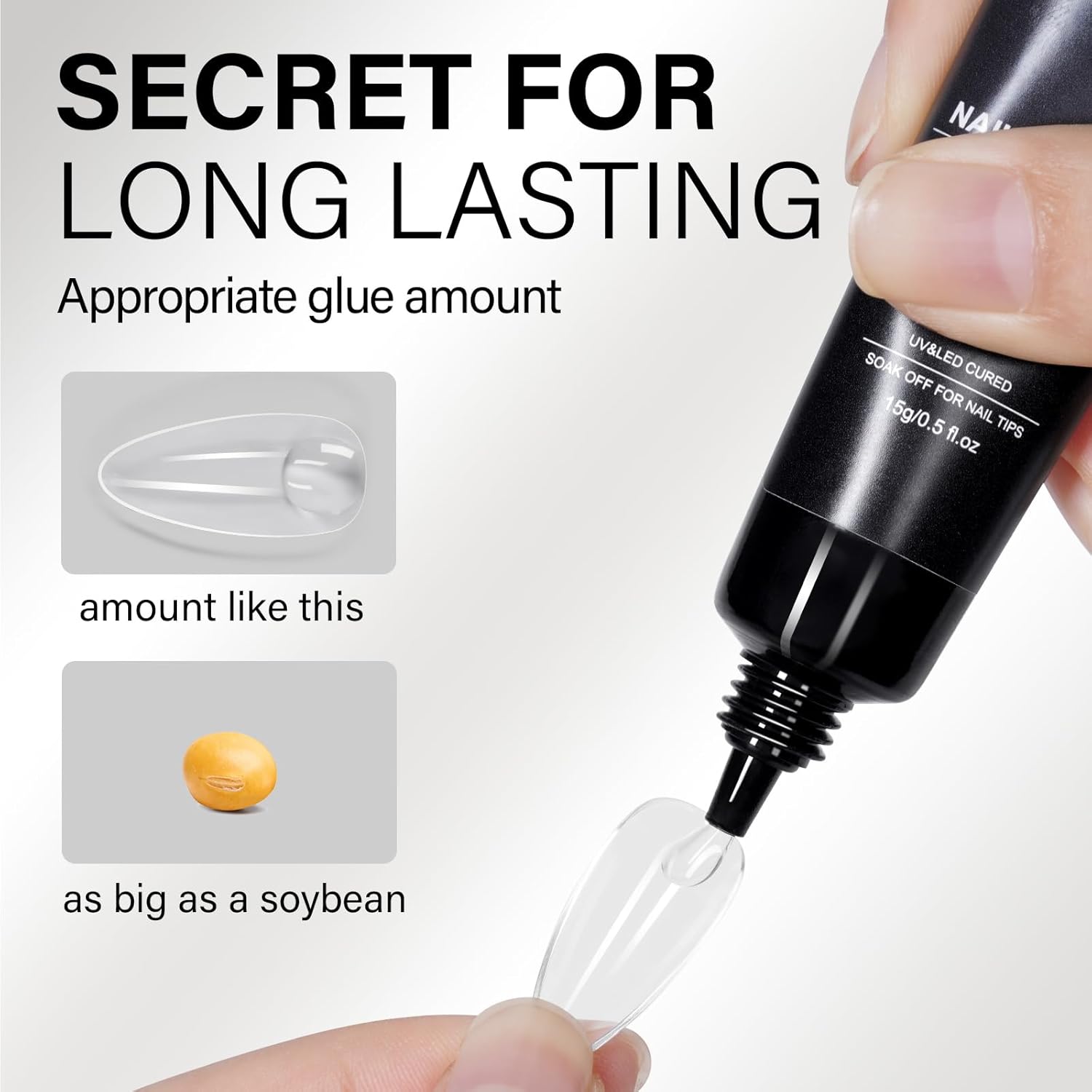 AILLSA Gel Nail Glue for Nails Tips, Solid Super Strong Gel Glues 15g Professional Fake Acrylic Soft Nails Glue U V Lamp Curing Needed - Long Lasting 30 Days+-Velvo Beauty