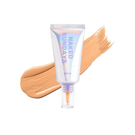 Naked Sundays BeautyScreen™ SPF 50 Mineral Peptide Foundation Tint 2-in-1 Skin Tint & Mineral Sunscreen- Radiant, Buildable Coverage, Acne-Safe (3.5 Light Medium Cool, 1.01 Fl Oz)-Velvo Beauty