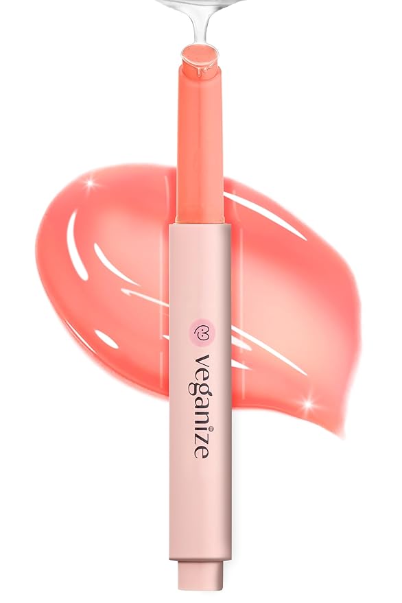 Veganize Collagen Lip Glass Balm | Hydrating Lip Balm in 9 Vibrant Colors | Moisturizing Lip Care Infused with Collagen Jelly Magic | No Animal Trial Lip Balm 0.06 oz (N0. 4 Light Peach)-Velvo Beauty