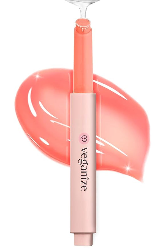 Veganize Collagen Lip Glass Balm | Hydrating Lip Balm in 9 Vibrant Colors | Moisturizing Lip Care Infused with Collagen Jelly Magic | No Animal Trial Lip Balm 0.06 oz (N0. 4 Light Peach)-Velvo Beauty