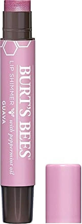 Burt's Bees Shimmer Lip Tint Easter Basket Stuffers, Tinted Lip Balm Stick, Moisturizing for All Day Hydration with Natural Origin Glowy Pigmented Finish & Buildable Color, Guava (4-Pack)-Velvo Beauty