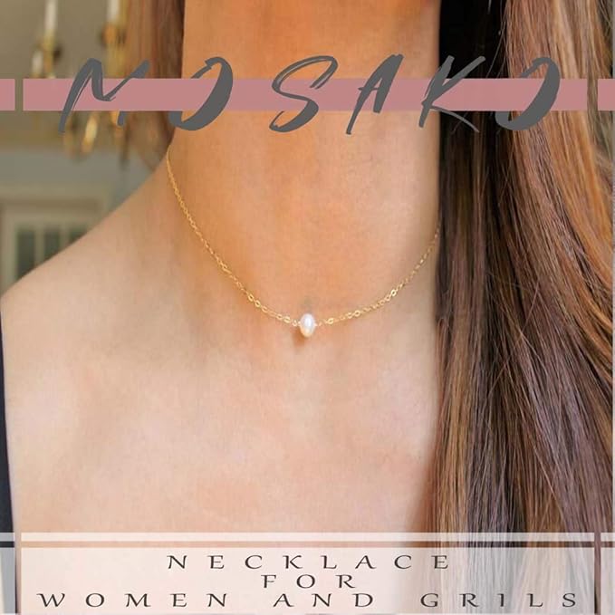 Single Pearl Pendant Necklace Chain Gold Necklace Short Necklaces for Women and Girls (Gold)-Velvo Beauty