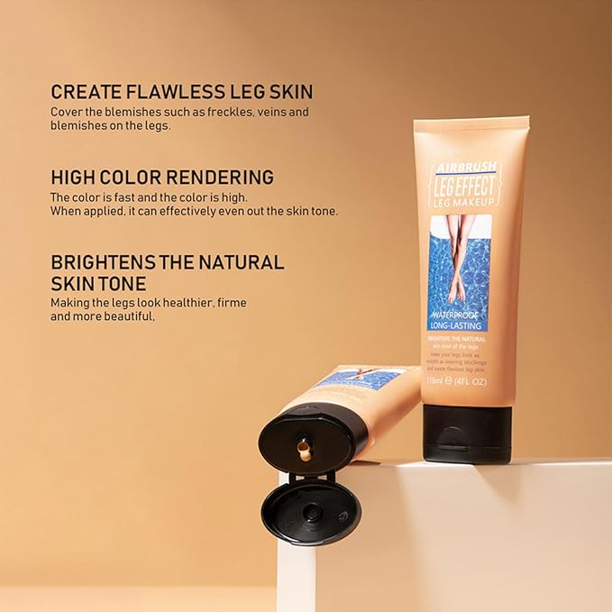 118ml Leg Makeup Lotion, Leg Body Makeup, Airbrush Legs, Body Makeup Waterproof Long Lasting Full Coverage Lightweight Leg Body Cosmetic for Wedding (3#)-Velvo Beauty