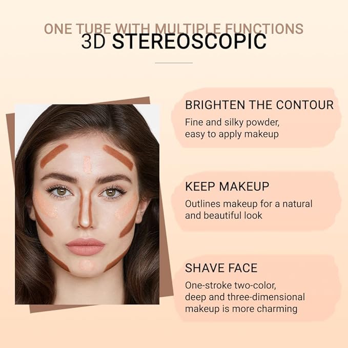 evpct 2In1 Cream Contour Stick Contouring Concealer Sticks Makeup Face Cream Kit for Beginners Creamy Contour and Highlight Stick contorno base de maquillaje para mujer en oferta 03 Natural & Coffee-Velvo Beauty