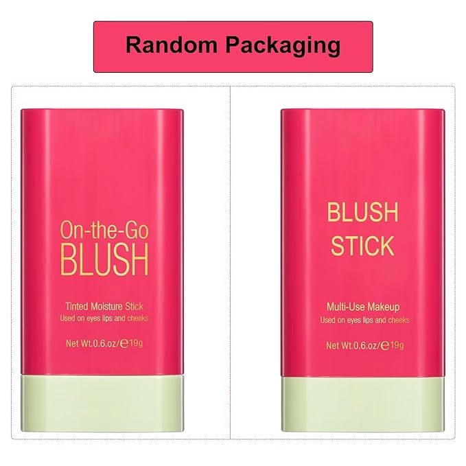 Multi-Use Makeup Blush Stick,Beauty Solid Moisturizer Stick,Waterproof Natural Nude Makeup,Tinted Solid Moisturizer Stick for Eyes Lips Cheek(2#Hot Red)-Velvo Beauty