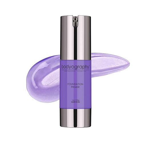 BODYOGRAPHY - Foundation Primer (Purple): Flawless Anti-Aging Salon Makeup Primer w/Vitamin E, A, Jojoba, Grapeseed Oil | Control Shine | Gluten-Free, Cruelty-Free, 1 oz.-Velvo Beauty
