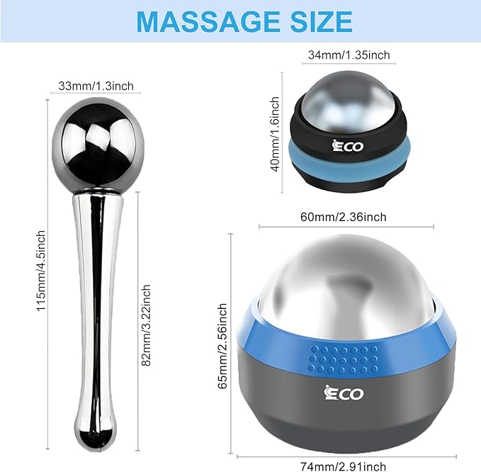 iECO Cryosphere Cold Massage Roller Ball – Ice Cold and Hot for Deep Tissue and Sore Muscle Relief of Stiffness and Stress, Body, Neck, Back, Foot, Plantar Fasciitis, Gifts for Him-Velvo Beauty
