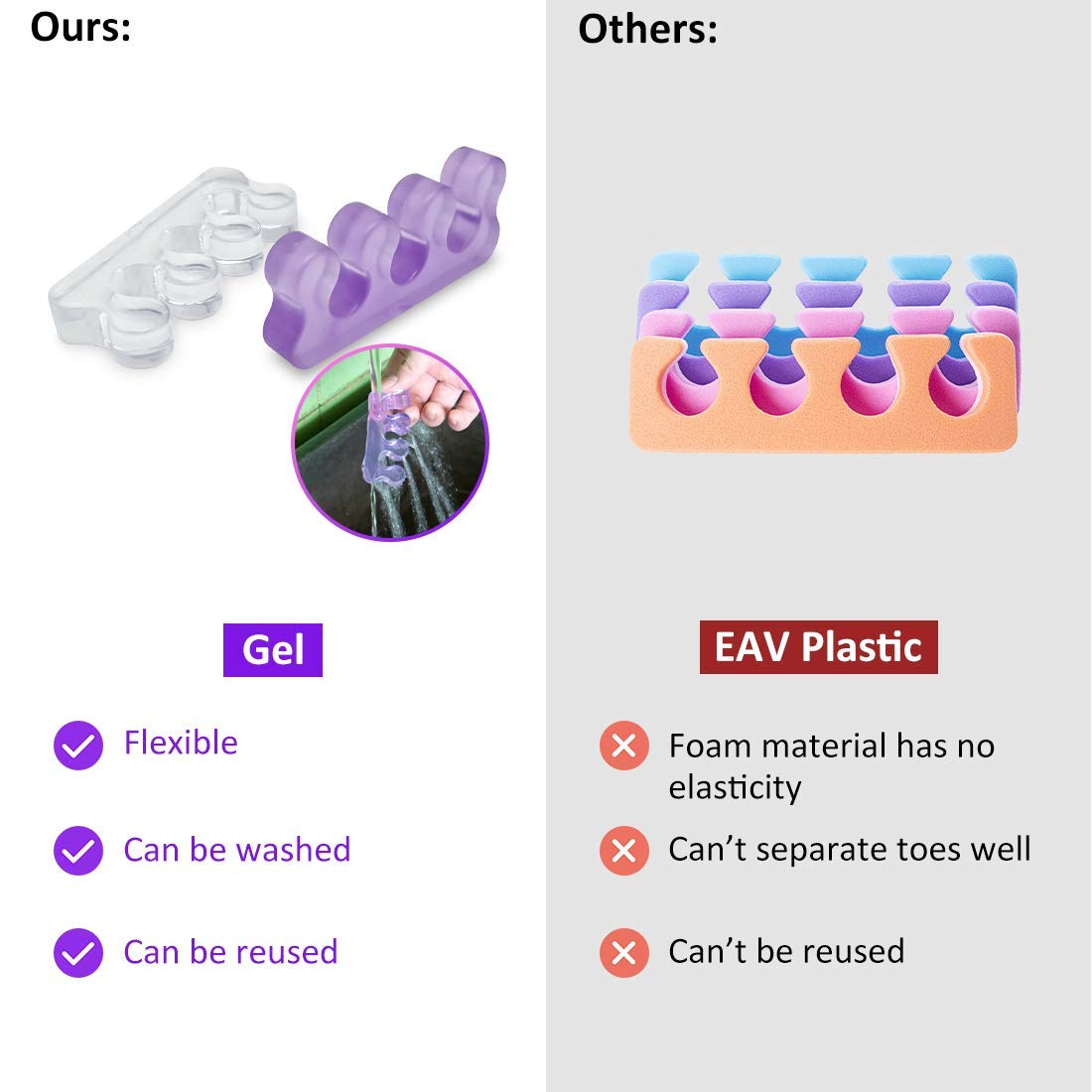 SUNFATT Toe Separators for Pedicure,Toe Spacer,Toe Separators use for Separation of Toenails or Nails,Washable and Reusable Pedicure Supplies.-Velvo Beauty