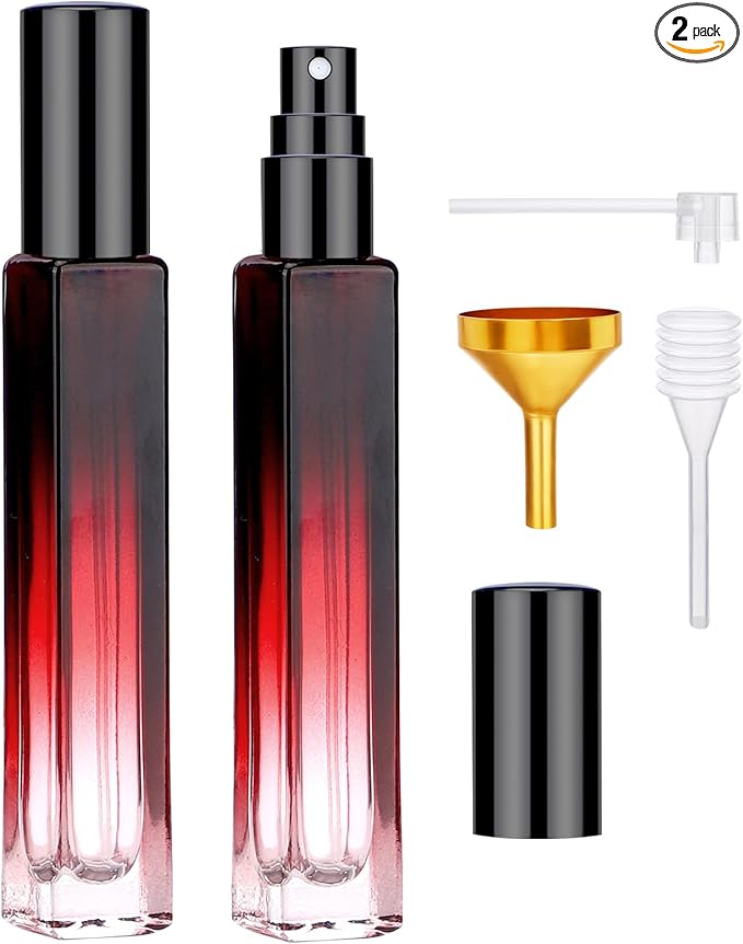 Segbeauty Travel Perfume Bottle Refillable, 2pcs 10ML Mini Glass Perfume Bottles Empty, Portable Cologne Spray Bottle Small Toiletries Cosmetic Supplies Sample Container Atomizer Travel Essential-Velvo Beauty