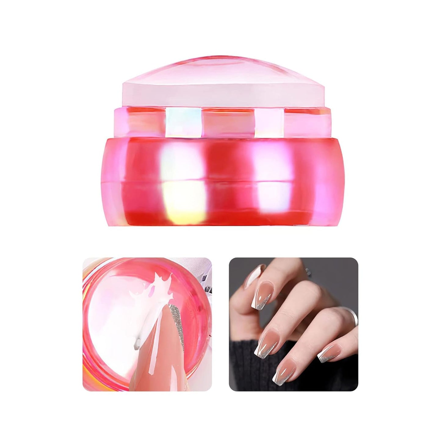Nail Art Stamper Clear Silicone Nails Stamping Jelly with Scraper Transparent Visible Body DIY Manicure Nail Art Tool For DIY Nail Decor French Nail Manicure-Velvo Beauty