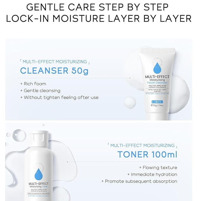 Generic Moisturizer Skin Care Set,5PCS Skincare Teen Girls Set,Long-Lasting Moisturizing Skincare SetWith Cleanser,Toner,Serum,Eye Cream,Cream，Strong moisturizing effect，For All Skin Types, Blue-Velvo Beauty