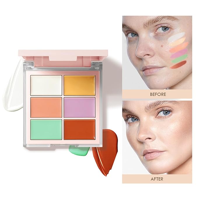 MAEPEOR Face Conceal Contour Palette 6 Colors Full Coverage and Lightweight Concealer Contour Palette Waterproof Long Lasting Contour Palette (Color 01)-Velvo Beauty