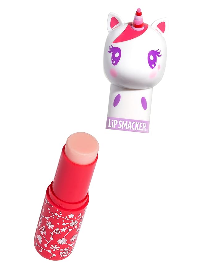 Lip Smacker Lippy Pals Unicorn Holiday, Flavored Moisturizing & Smoothing Soft Shine Lip Balm, Hydrating & Protecting Fun Tasty Flavors, Cruelty-Free & Vegan - Cotton Candy Dream-Velvo Beauty