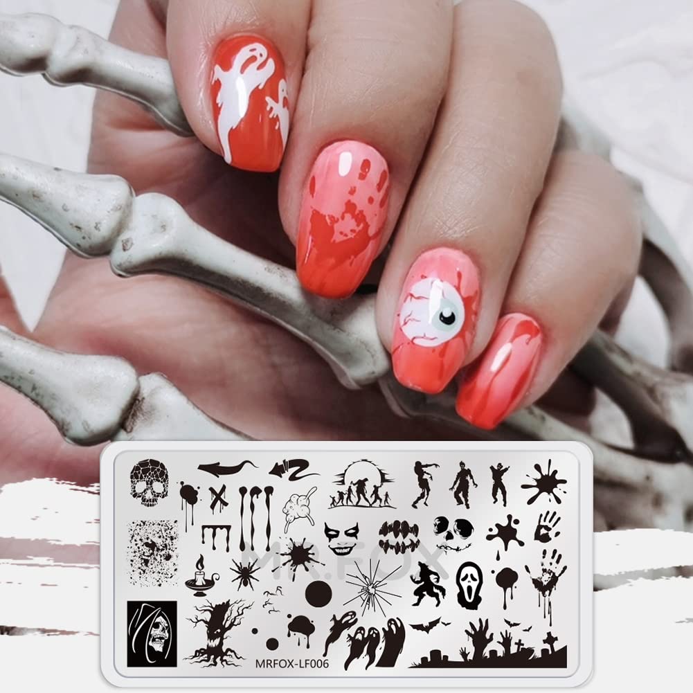 Mr. Fox Nail Printing Board Set Halloween Flame Leopard, Zebra and Snake Motifs Nail Art DIY Stamping Template-Velvo Beauty