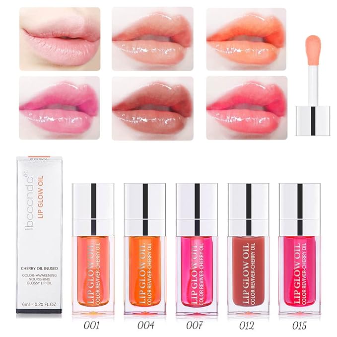 Lip Glow Oil, Care Of Lips Enjoy Lip Spa, Lip Color Oil, Hydrating Lip Balm, Lip Oil Gloss Tinted Hydrating Lip Care, Lip Lines Lip Crystal Jelly Moisturizing (004 Coral)-Velvo Beauty