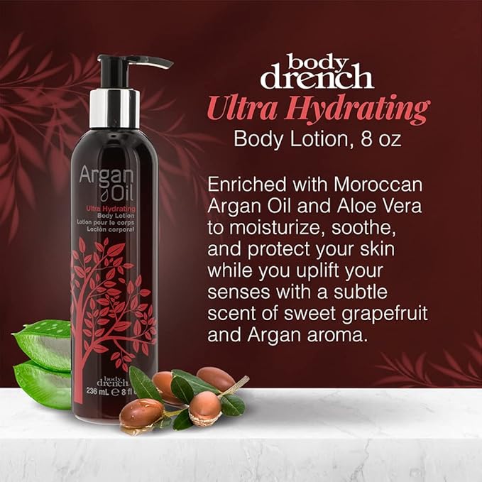Body Drench Ultra Hydrating Body Lotion with Argan Oil - Nourishing & Moisturizing Body Lotion for Dry Skin, 8 fl oz-Velvo Beauty