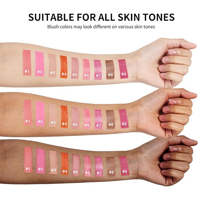 Liquid Blush for Cheeks Makeup Face Blush, Weightless Cream Formula, Smudge Proof Long-Wearing Pigmented Blush, Natural Look Makeup Face Blushes, Shimmer Finish, Dainty - 03# In hot pink-Velvo Beauty