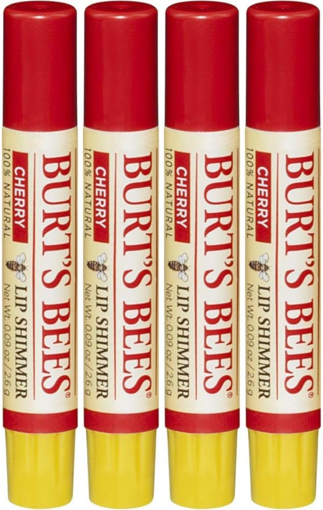 Burt's Bees Lip Shimmer, Cherry 0.09 Ounce (Pack of 4)-Velvo Beauty