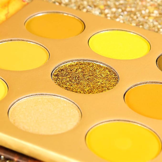 docolor Eyeshadow Palette 9Colors Yellow Eyeshadow Gemstone Shadow Palettes Highly Pigmented Mattes Shimmers Smokey Glitter Cream Colorful Powder Blendable Long Lasting Waterproof Makeup Palette-Velvo Beauty