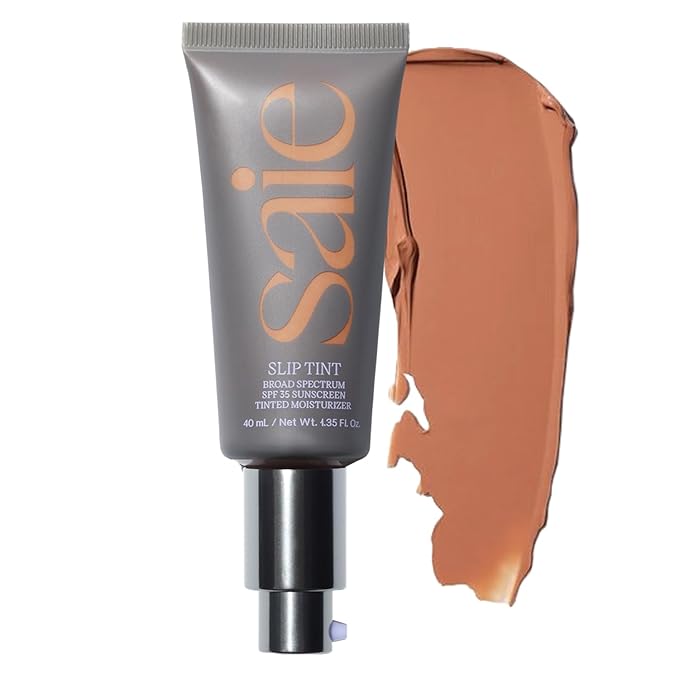 Saie Slip Tint Tinted Moisturizer with SPF 35 - Light Coverage, Glowy Skin Tint & Mineral Sunscreen for Face with Hydrating Hyaluronic Acid - Summer Makeup Essential - Shade Six (1.35 oz)-Velvo Beauty