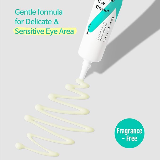 TIAM Vita A Bakuchiol Firming Eye Cream for Wrinkles, Anti-Aging, Dark Circles, and Puffiness, Fragrance-Free Under-Eye Treatment, 1.01 FL.OZ. / 30ml-Velvo Beauty