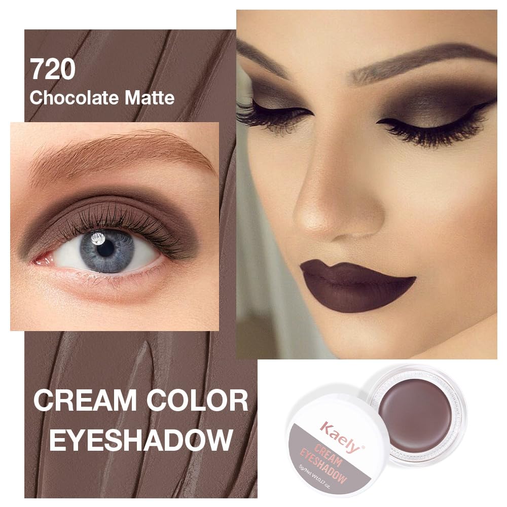 Kaely Single Cream Eyeshadow Pot, Chocolate Matte Eye Shadow for Older Women High Pigmented Waterproof, Natural Eyeshadow Palette Makeup Brightener, sombras en crema para ojos, Blendable, 720-Velvo Beauty