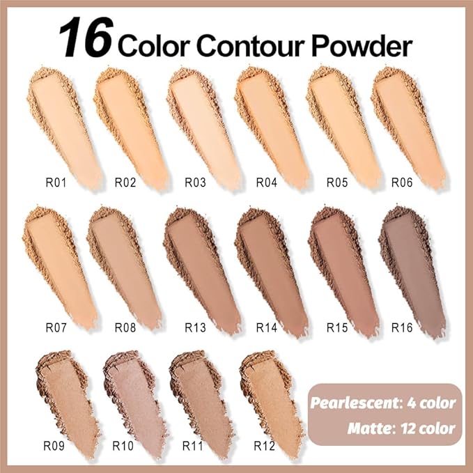 Professional Light Medium Brown Contour Highlight Palette,Multiple Full Coverage Makeup Palet for Correcting, Easy Blending, Long-lasting formula, Sculpt & Highlighting,Matte and Shimmer Finish, 16A-Velvo Beauty