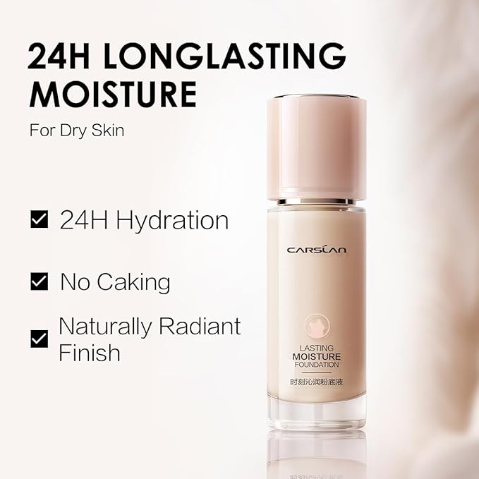 Lasting Moisture Foundation, 24H Longlasting Medium Coverage Dewy Finish Face Makeup, Poreless, Lightweight, Hydrating Liquid Foundation For Dry Skin, N01-Velvo Beauty