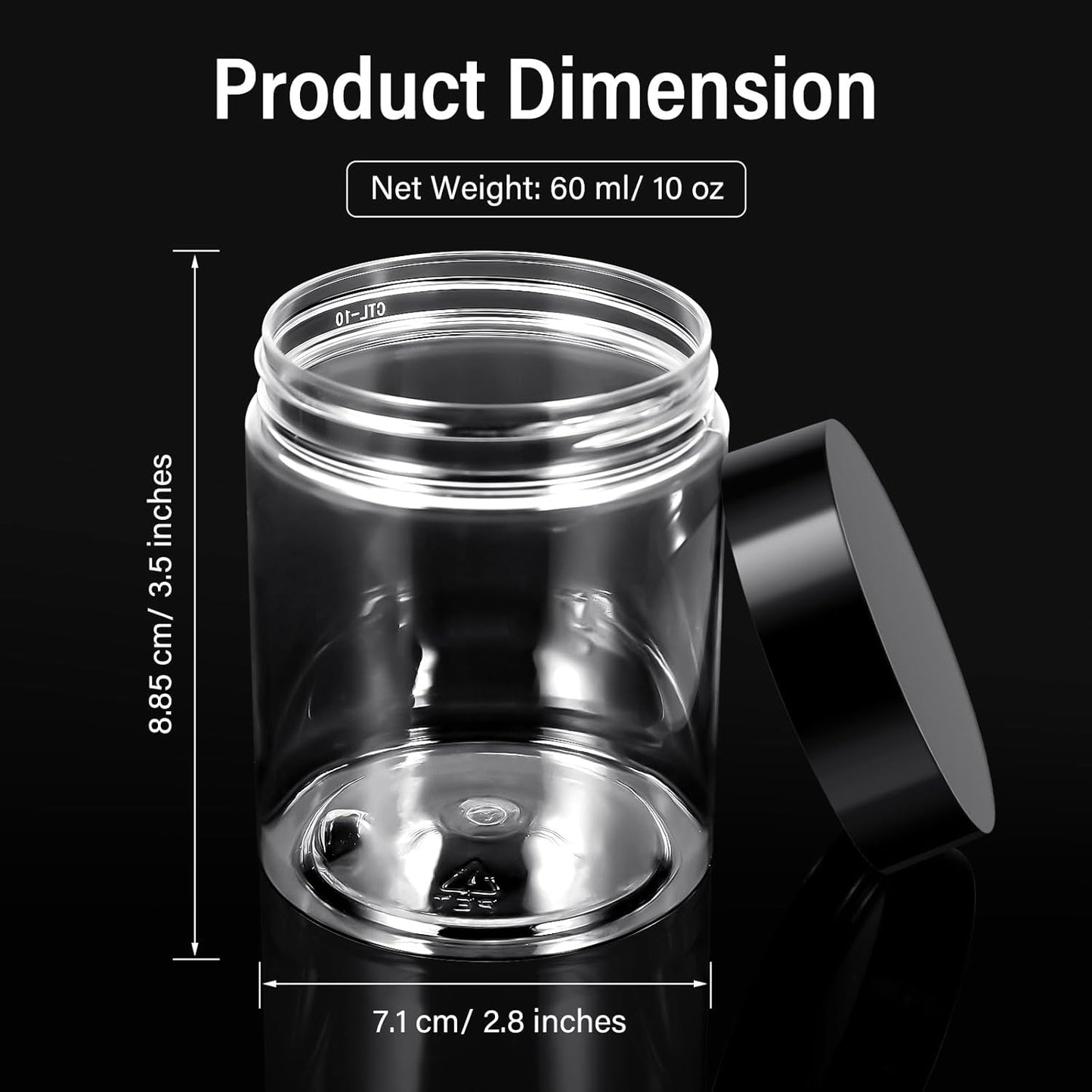 SATINIOR 100 Pcs Plastic Jars with Lids Small Containers Lids Wide Mouth Small Plastic Containers for Lotion Cream Rhinestones Body Butters Travel Storage(10 oz,Black)-Velvo Beauty