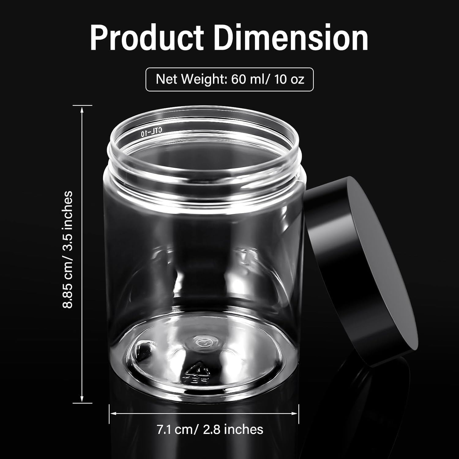 SATINIOR 100 Pcs Plastic Jars with Lids Small Containers Lids Wide Mouth Small Plastic Containers for Lotion Cream Rhinestones Body Butters Travel Storage(10 oz,Black)-Velvo Beauty