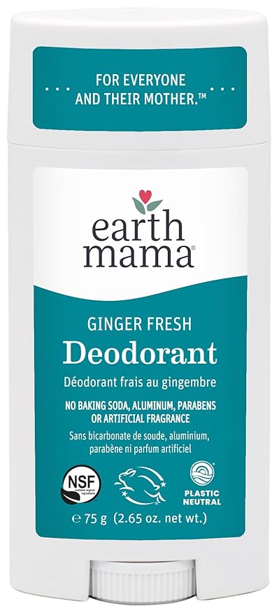 Earth Mama Ginger Fresh Deodorant | Safe for Sensitive Skin, Pregnancy and Breastfeeding, Contains Organic Ginger and Lime, No Baking Soda or Aluminum, 2.65-Ounce-Velvo Beauty