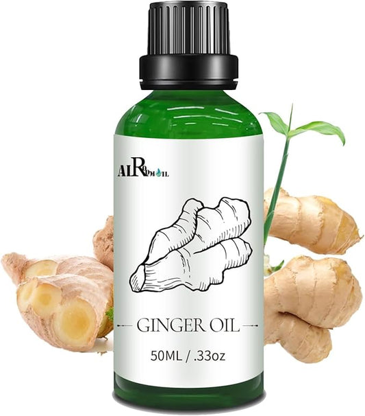 Ginger Essential Oil,Ginger Oil Pure Ginger Massage Oil Ginger Root Oil for Diffuser, Skin, Hair, Massage, Hair, Lymphatic Drainage- 50ml-Velvo Beauty