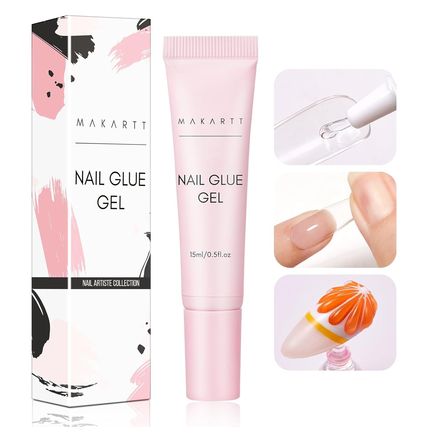 Makartt Gel Nail Glue: Solid Nail Glue for Press On Nails, 15ML 3D Gel UV Lamp Needed, Multifunctional Nails Tools Strong Adhesive Rhinestone Glues Gels for Charms & Gems, Ideal for DIY Home Salon Use-Velvo Beauty