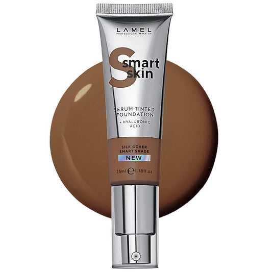 LAMEL Smartskin Serum Tinted Foundation - Hydrating & Nourishing - Hypoallergenic & Skin-Caring - Color Correcting - Anti-Aging Formula with Hyaluronic Acid, 411-1,18 fl.oz-Velvo Beauty