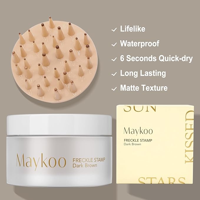 Freckle Stamp Natural Like Freckle Pen Makeup Fake Freckles Cushion Waterproof Long Lasting Quick Dry, Get Sun-kissed Stars Makeup in One Press, Dark Brown, 15 g-Velvo Beauty