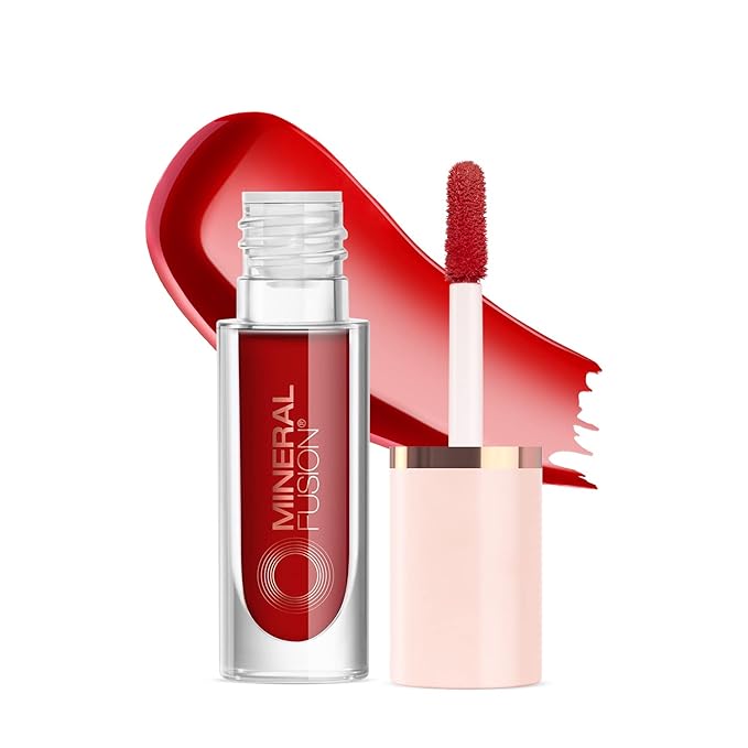 Mineral Fusion 2-in-1 Lip & Cheek Stain Syrah, 0.10 fl oz, Bright Red hydrating, long-lasting, matte lip and cheek color-Velvo Beauty