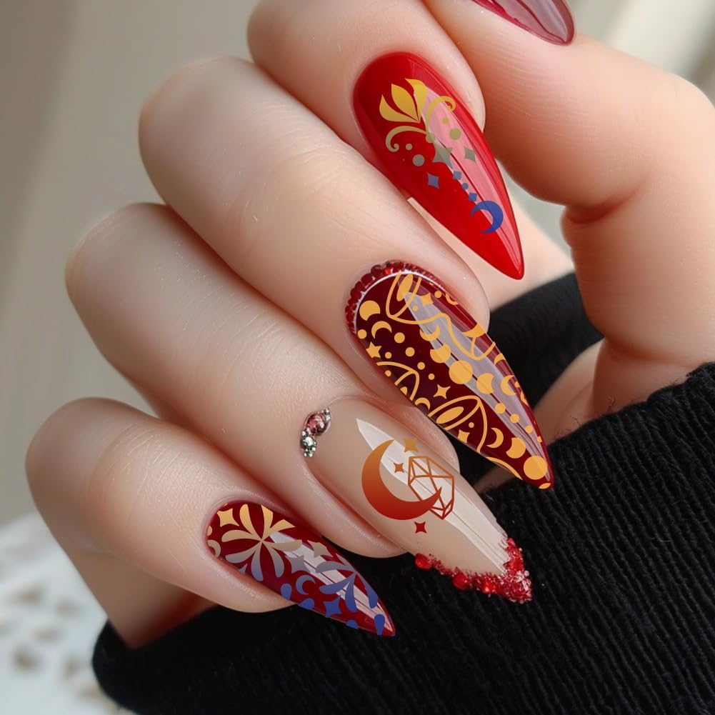 3Pcs Moon Nail Stamping Plate Set Star Sun Meteors Bohemia Stainless Steel Nail Stamp Templates Clear Silicone Nails Stamping with Stamper Scraper for Manicure Printing-Velvo Beauty