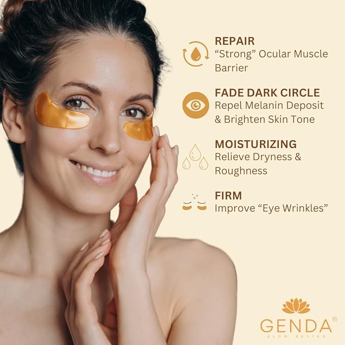 Under Eye Patches for Dark Circles and Puffy Eyes (20 Pairs) 24K Gold Gel Eye Masks Skincare, Vegan and Cruelty Free, Dry & Fine Lines, Eye Bags, Wrinkles, Hydrating, Soothing by GENDA-Velvo Beauty