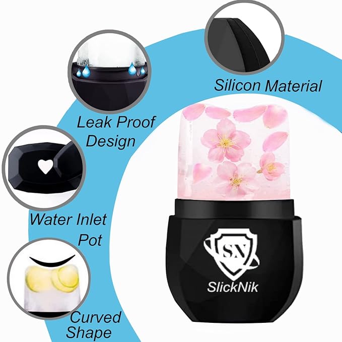 Ice Roller for Face and Eyes, Face Massager Use for Tighten & Double Skin Tone, Enhance Your Natural Glow with Ice Face Roller (Smoky Black)-Velvo Beauty