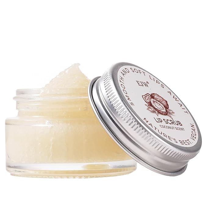 Coconut Lip Scrub - Gentle Exfoliation & Conditioning for Chapped Lips - 0.53oz Sugar Vegan Polish-Velvo Beauty